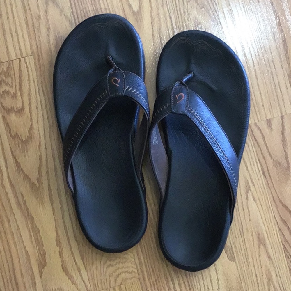 OluKai Black and Brown Men's Sandals - Picture 2 of 7